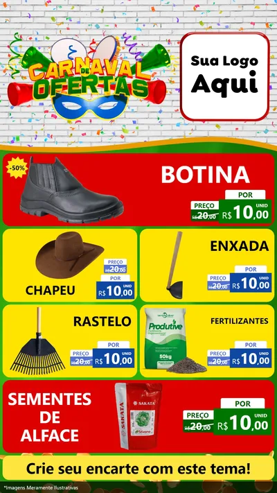 Modelo de TV para TV Vertical com o tema Carnaval de Ofertas para Agropecuária