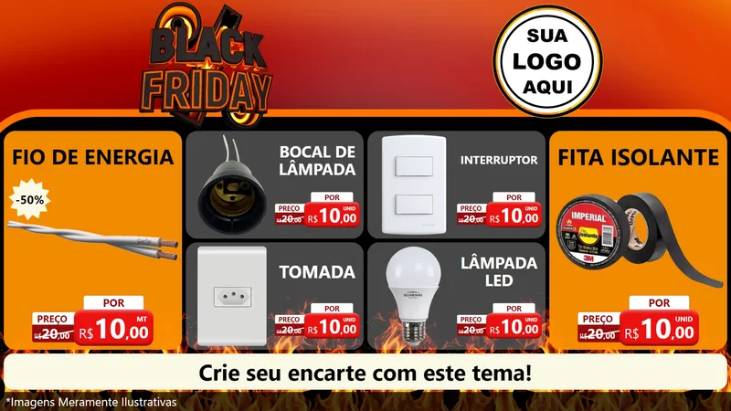 Modelo de TV para TV Horizontal com o tema Black Friday para Materiais Elétricos