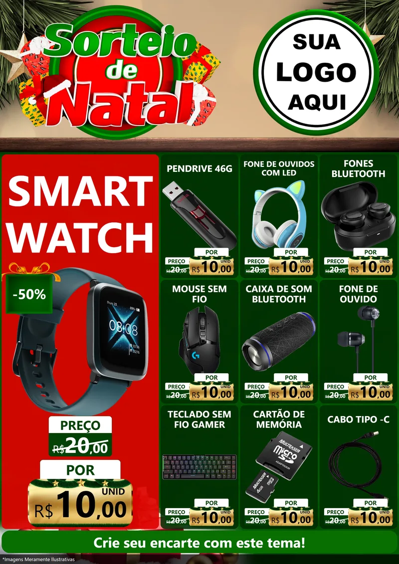 Modelo de Encarte para Encarte A4 Vertical com o tema Sorteio de Natal para Informática