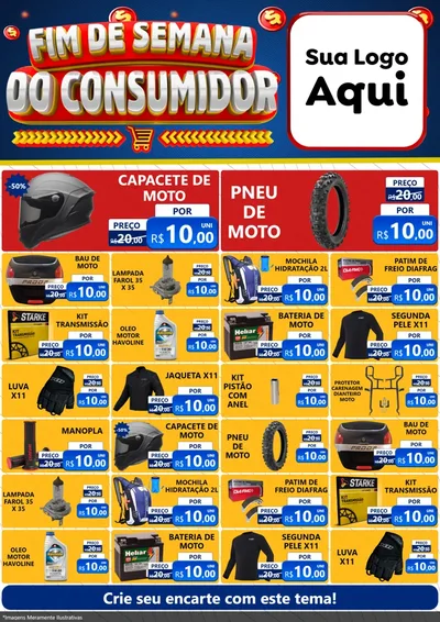 Modelo de Encarte para Encarte A4 Vertical com o tema Fim de Semana do Consumidor para Moto peças