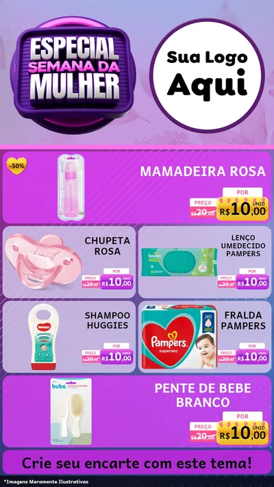 Modelo de TV para TV Vertical com o tema Especial Semana da Mulher para Bebês