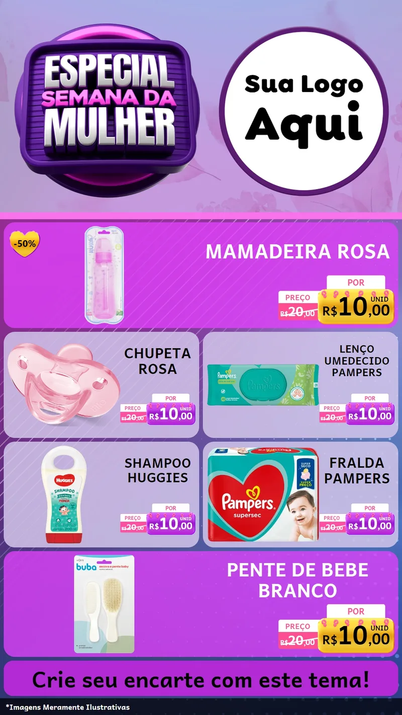 Modelo de TV para TV Vertical com o tema Especial Semana da Mulher para Bebês