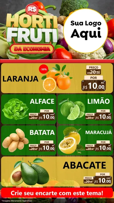 Modelo de TV para TV Vertical com o tema Hortifrúti da Economia para Hortifrúti