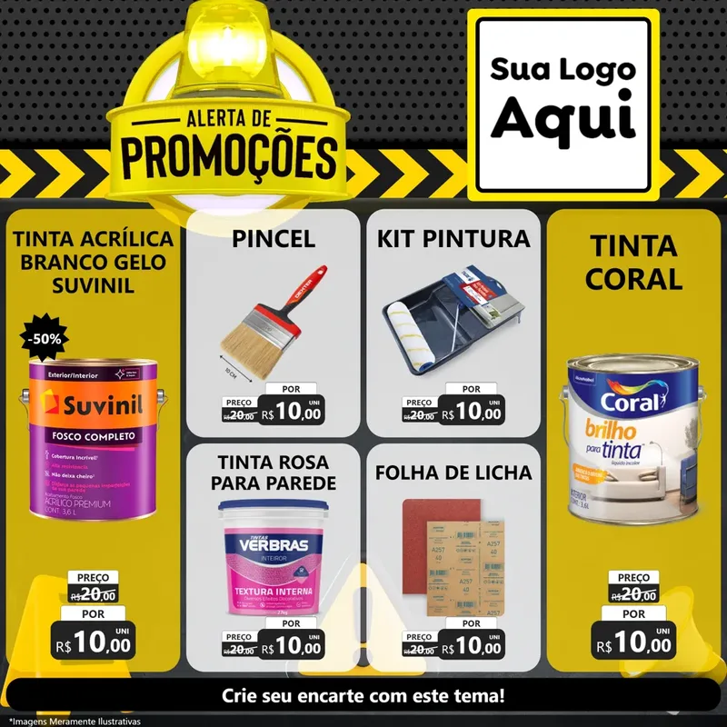 Modelo de Rede Social para Feed Facebook com o tema Alerta de Promoções para Tintas e Ferramentas
