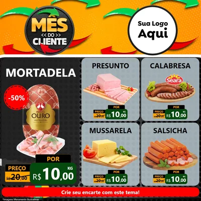 Modelo de Rede Social para Feed Facebook com o tema Mês do Cliente para Frios e Laticínios