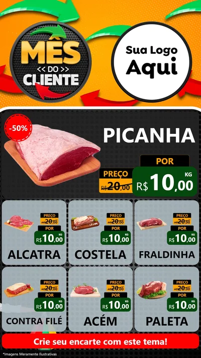 Modelo de Rede Social para Stories com o tema Mês do Cliente para Açougue