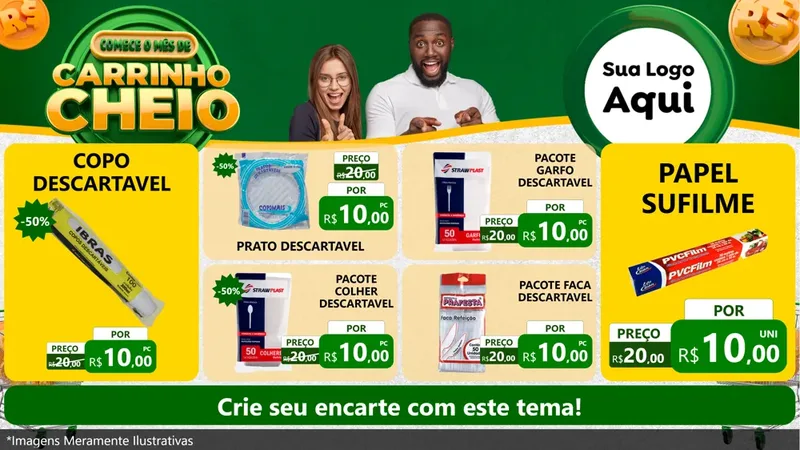 Modelo de TV para TV Horizontal com o tema Carrinho Cheio para Embalagens