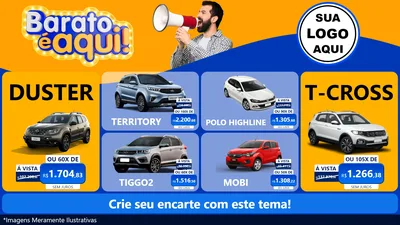 Modelo de TV para TV Horizontal com o tema Barato é aqui para Concessionaria de Carros