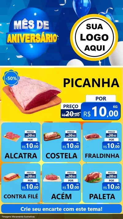 Modelo de Rede Social para Stories com o tema Mês de Aniversário para Açougue