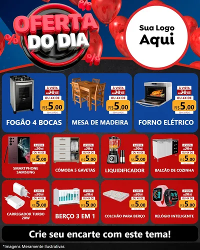 Modelo de Rede Social para Feed Instagram com o tema Oferta do Dia para Móveis e Eletro