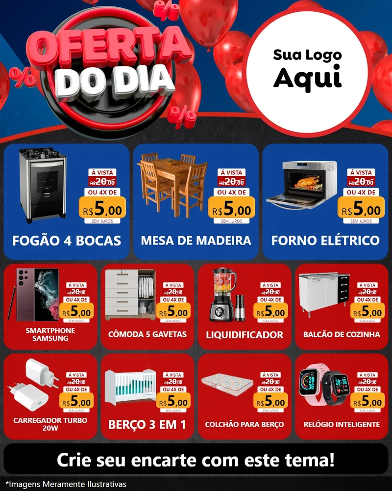 Modelo de Rede Social para Feed Instagram com o tema Oferta do Dia para Móveis e Eletro