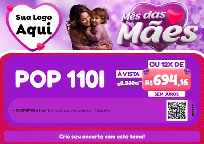 Modelo de Cartaz para Cartaz A4 Horizontal com o tema Mês das Mães para Concessionaria de Motos