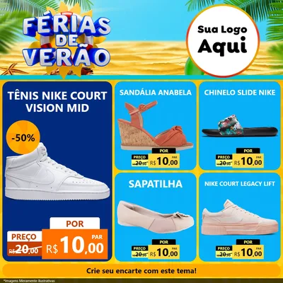 Modelo de Rede Social para Feed Facebook com o tema Férias de Verão para Calçados