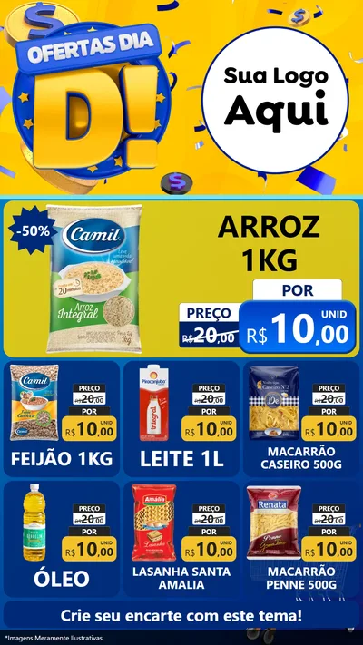 Modelo de Rede Social para Stories com o tema Ofertas Dia D para Supermercado