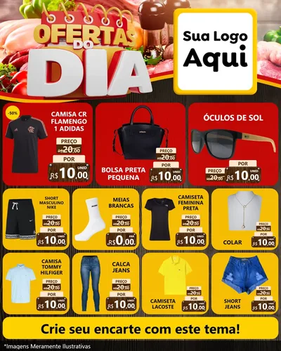 Modelo de Rede Social para Feed Instagram com o tema Ofertas do Dia para Roupas e acessórios