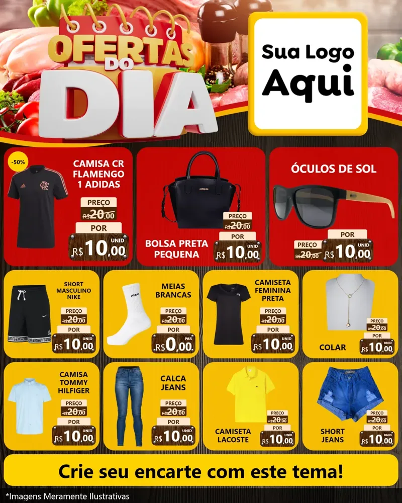 Modelo de Rede Social para Feed Instagram com o tema Ofertas do Dia para Roupas e acessórios