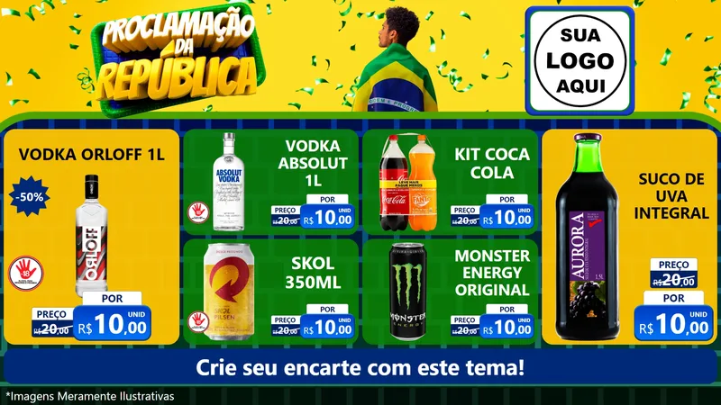 Modelo de TV para TV Horizontal com o tema Proclamação da República para Distribuidora de bebidas