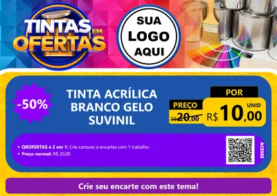 Modelo de Cartaz para Cartaz A4 Horizontal com o tema Tintas em Ofertas para Tintas e Ferramentas