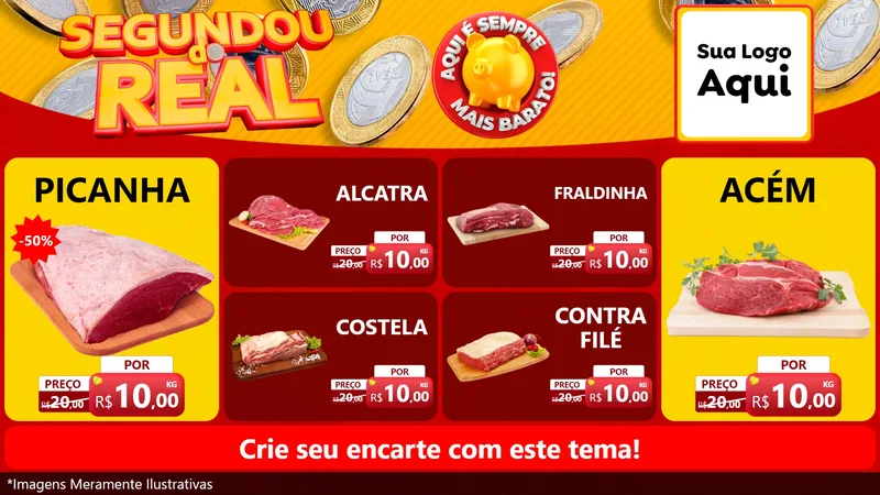 Modelo de TV para TV Horizontal com o tema Segundou do Real para Açougue