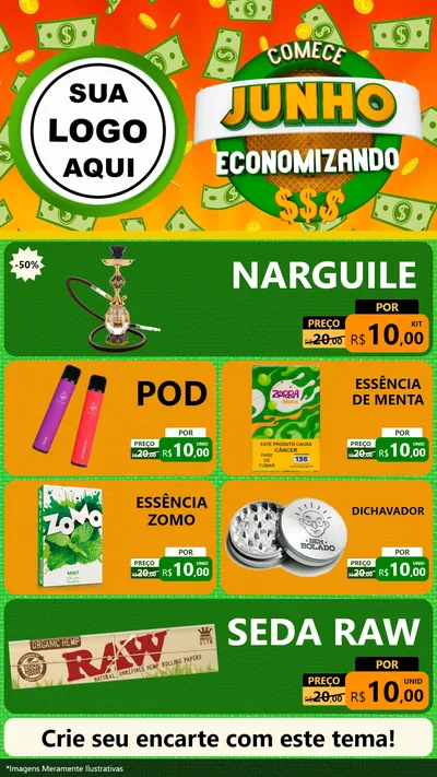 Modelo de TV para TV Vertical com o tema Comece Junho Economizando para Tabacaria