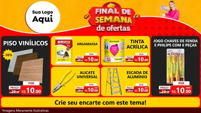 Modelo de TV para TV Horizontal com o tema Final de Semana de Ofertas para Material para Construção