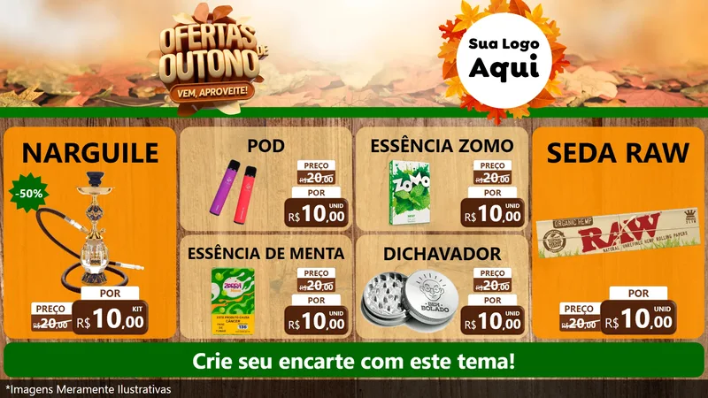 Modelo de TV para TV Horizontal com o tema Ofertas de Outono - Vem, Aproveite! para Tabacaria