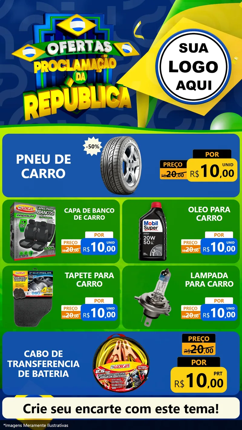 Modelo de TV para TV Vertical com o tema Ofertas Proclamação da República para Auto peças