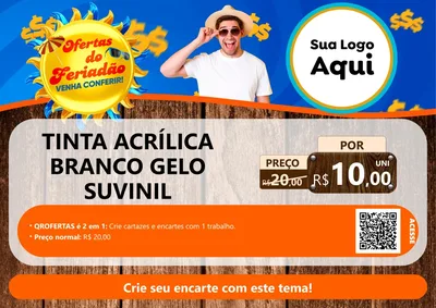 Modelo de Cartaz para Cartaz A4 Horizontal com o tema Ofertas do Feriadão para Tintas e Ferramentas