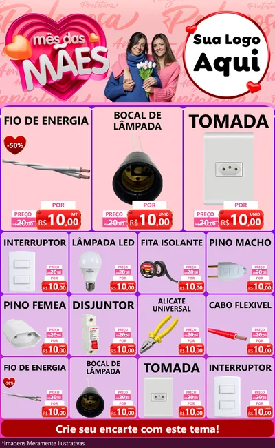 Modelo de Encarte para Encarte Grande com o tema Mês Das Mães para Materiais Elétricos
