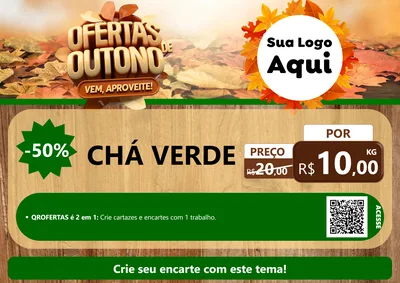 Modelo de Cartaz para Cartaz A4 Horizontal com o tema Ofertas de Outono - Vem, Aproveite! para Produtos Naturais