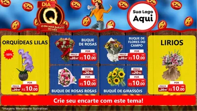 Modelo de TV para TV Horizontal com o tema Dia Q - O Dia Mais Barato Do Mês para Floricultura e jardim