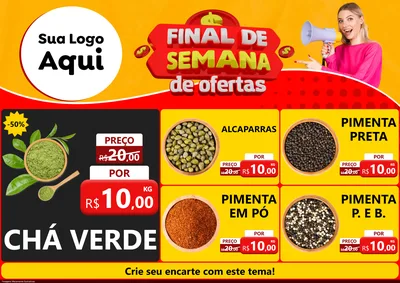 Modelo de Encarte para Encarte A4 Horizontal com o tema Final de Semana de Ofertas para Produtos Naturais