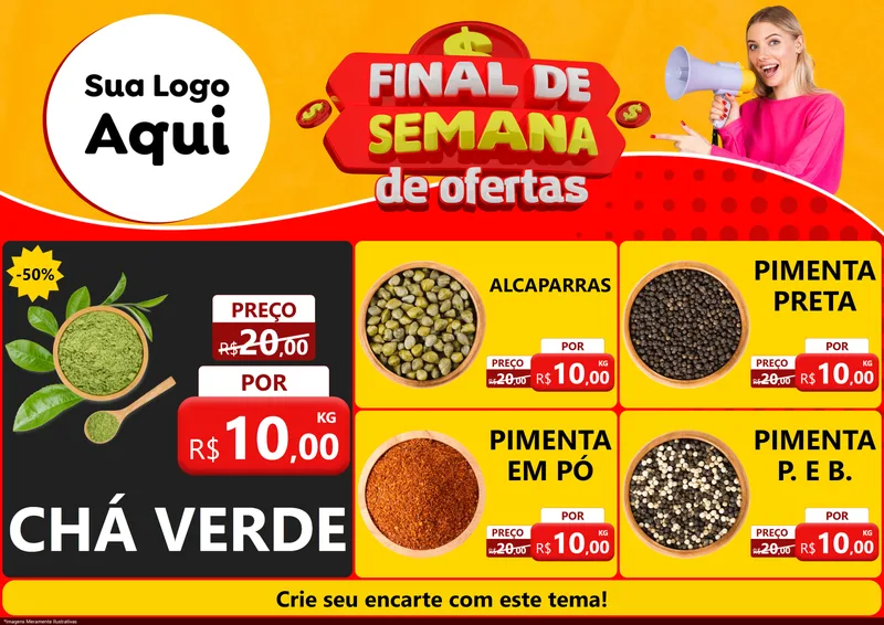 Modelo de Encarte para Encarte A4 Horizontal com o tema Final de Semana de Ofertas para Produtos Naturais