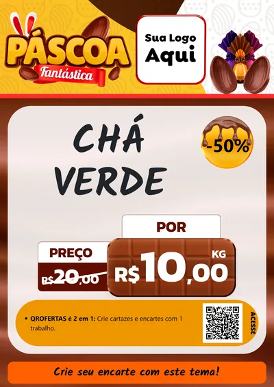 Modelo de Cartaz para Cartaz A4 Vertical com o tema Páscoa Fantástica para Produtos Naturais