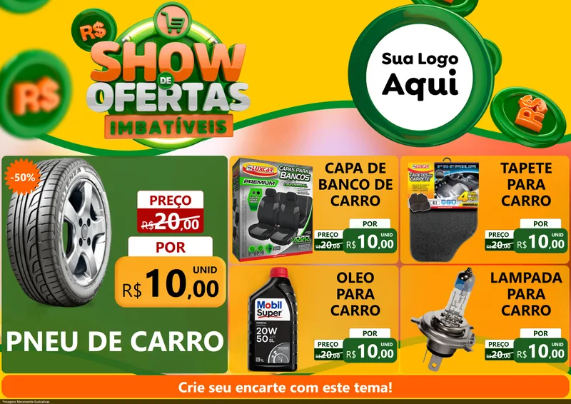 Modelo de Encarte para Encarte A4 Horizontal com o tema Show de Ofertas Imbatíveis para Auto peças