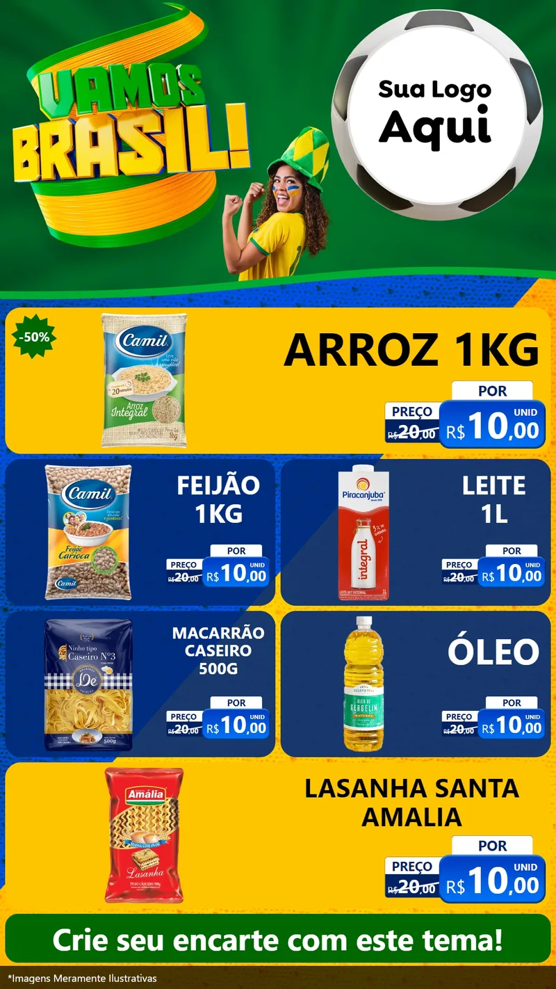 Modelo de TV para TV Vertical com o tema Vamos Brasil - Copa para Supermercado