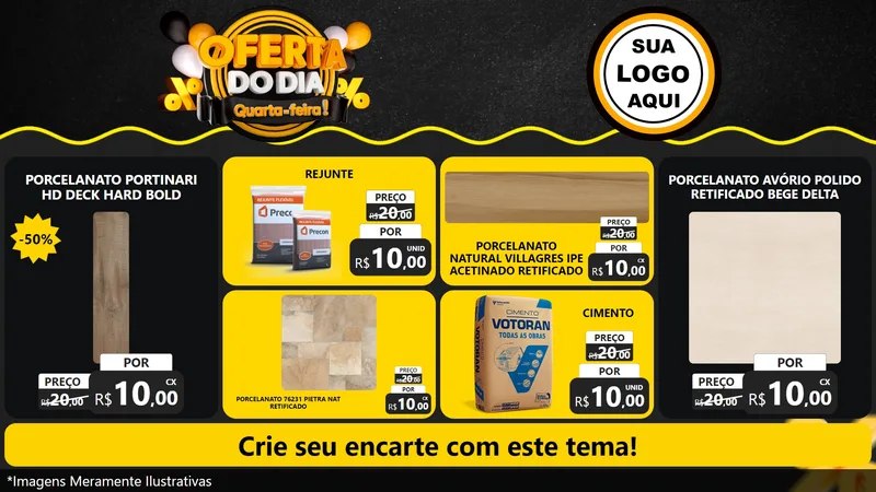Modelo de TV para TV Horizontal com o tema Oferta do Dia - Quarta Feira! para Pisos e revestimentos