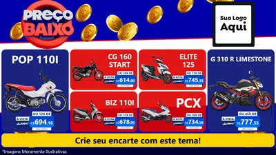 Modelo de TV para TV Horizontal com o tema Preço Baixo para Concessionaria de Motos