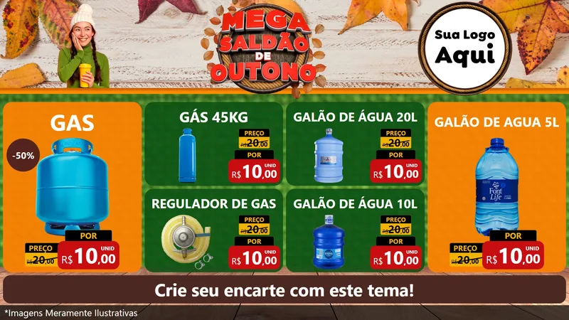 Modelo de TV para TV Horizontal com o tema Mega Saldão de Outono para Água e gás