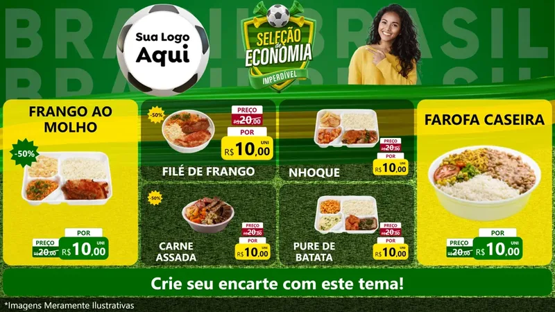 Modelo de TV para TV Horizontal com o tema Seleção de Economia - Copa para Restaurante