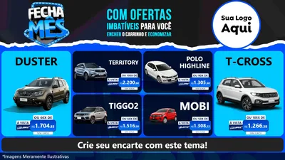 Modelo de TV para TV Horizontal com o tema Fecha Mês para Concessionaria de Carros