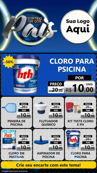 Modelo de Rede Social para Stories com o tema Sorteio Dia Dos Pais para Produtos para Piscina