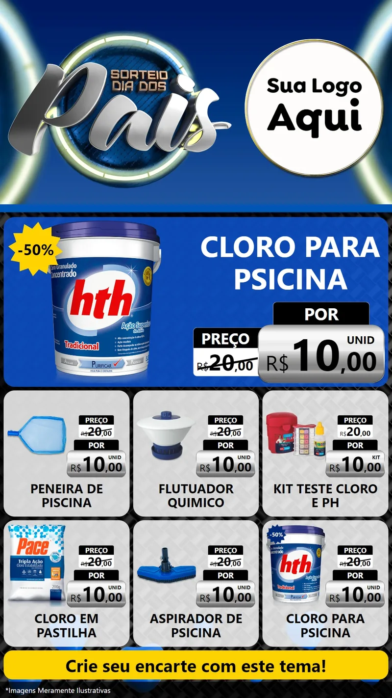 Modelo de Rede Social para Stories com o tema Sorteio Dia Dos Pais para Produtos para Piscina