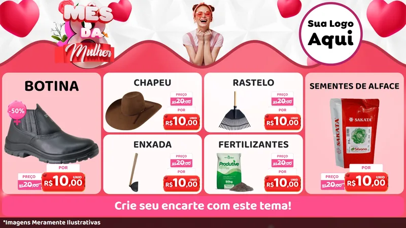 Modelo de TV para TV Horizontal com o tema Mês da Mulher para Agropecuária