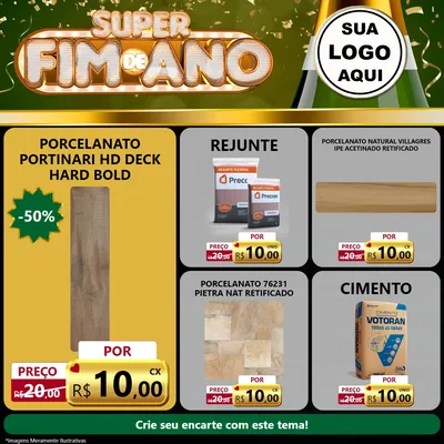 Modelo de Rede Social para Feed Facebook com o tema Super Fim de Ano para Pisos e revestimentos