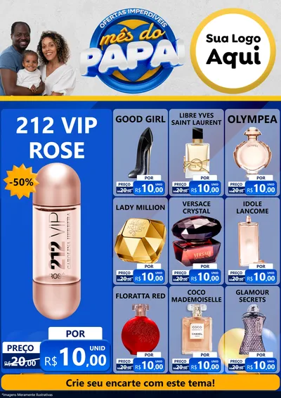 Modelo de Encarte para Encarte A4 Vertical com o tema Ofertas Imperdíveis Mês Do Papai para Perfumes