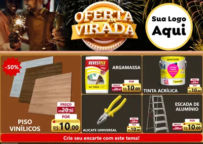 Modelo de Encarte para Encarte A4 Horizontal com o tema Oferta da Virada para Material para Construção