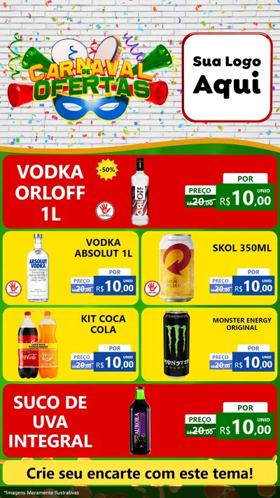 Modelo de TV para TV Vertical com o tema Carnaval de Ofertas para Distribuidora de bebidas