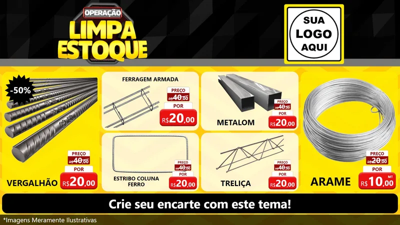 Modelo de TV para TV Horizontal com o tema Operação Limpa Estoque para Ferragens
