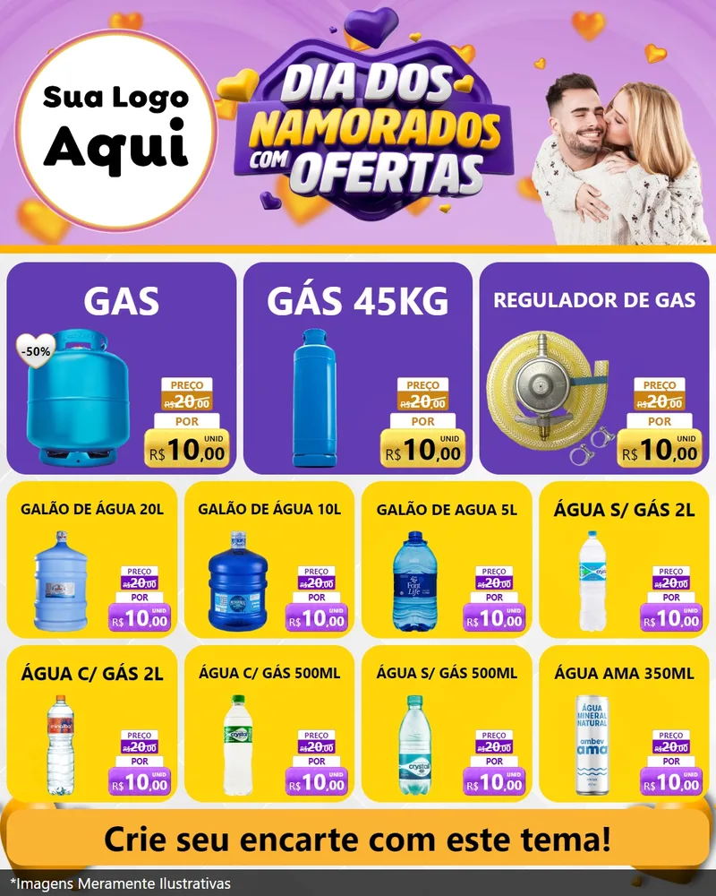 Modelo de Rede Social para Feed Instagram com o tema Dia Dos Namorados Com Ofertas para Água e gás